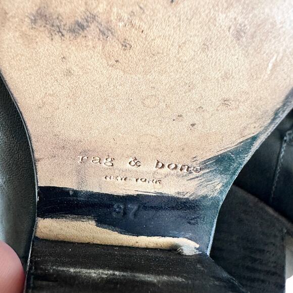 rag & bone Harrow Black Leather Belted Ankle western Boots US 7 - Picture 5 of 10